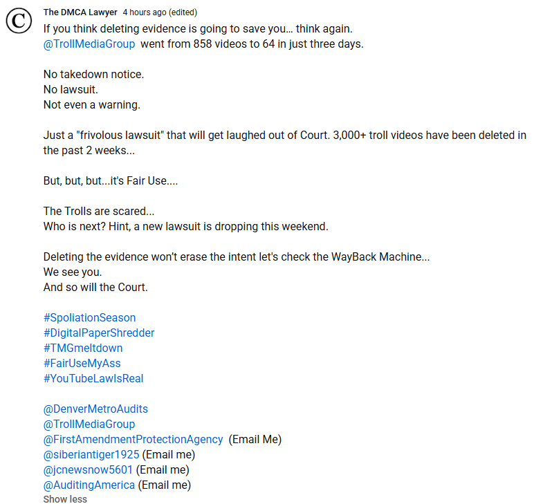 YouTube community post tagging multiple users