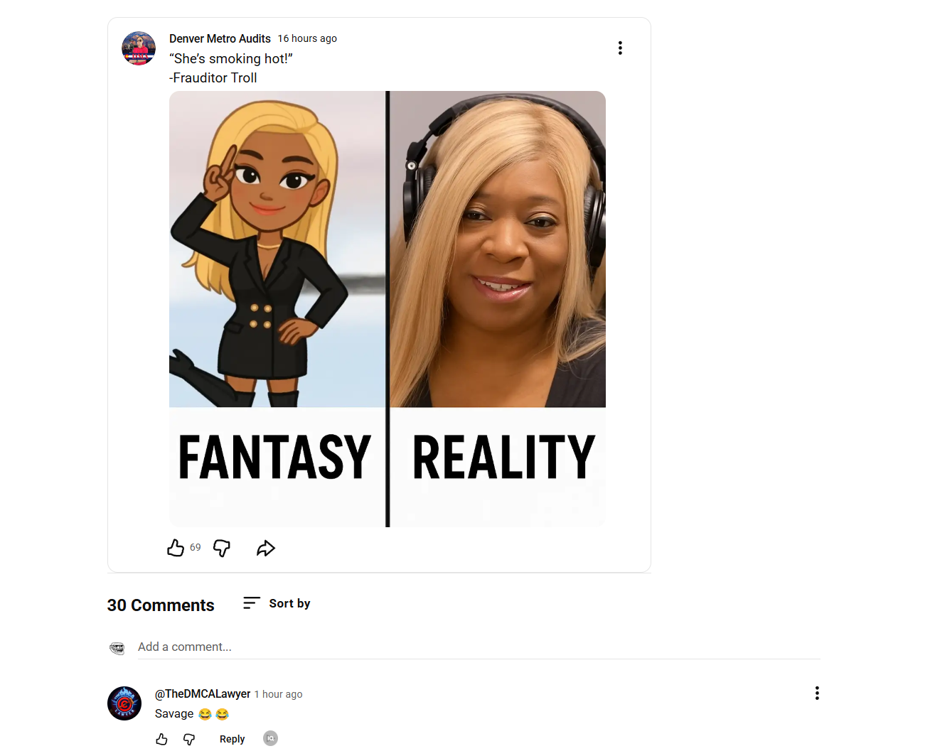 Fantasy vs reality mockery of wife