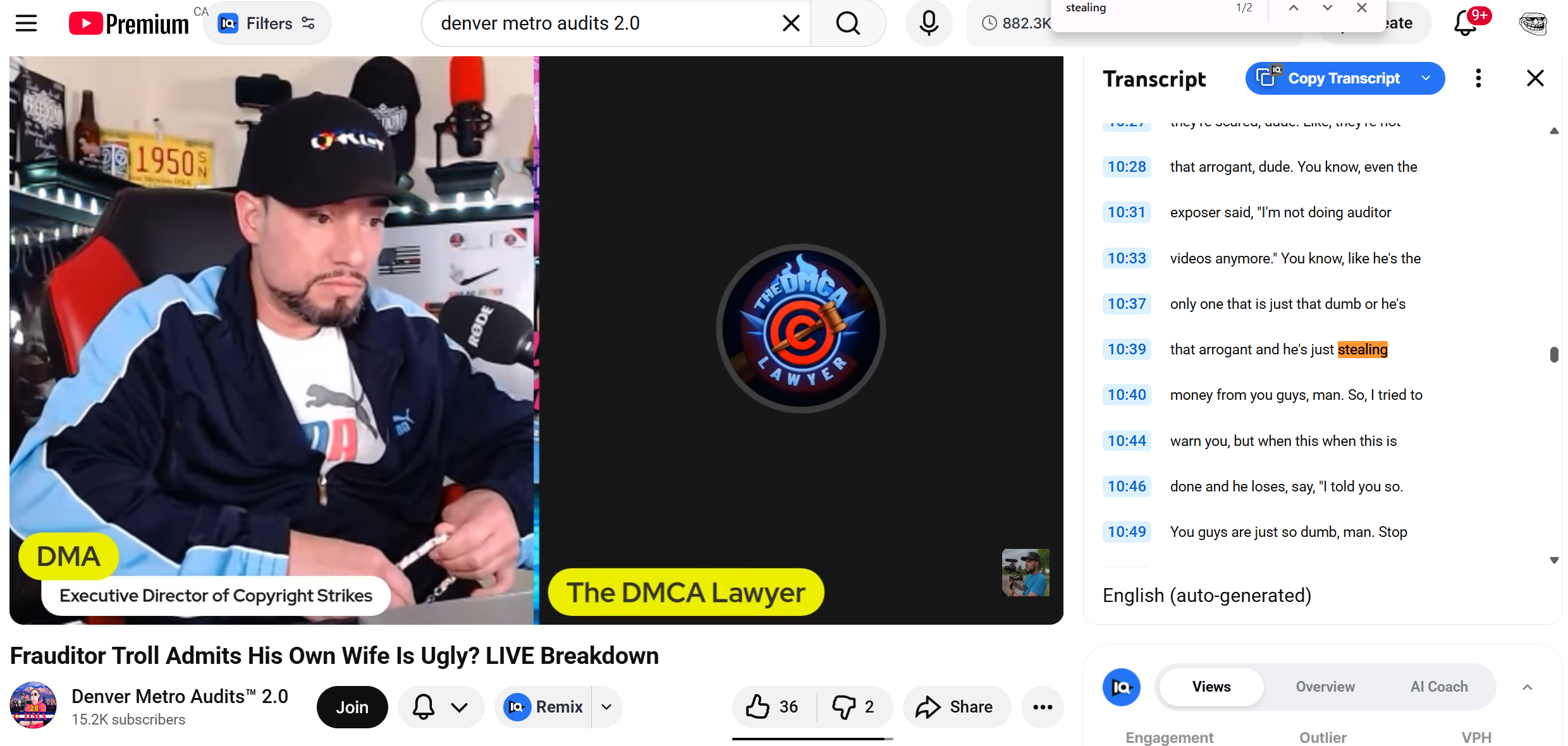 Livestream accusing defendant of stealing money