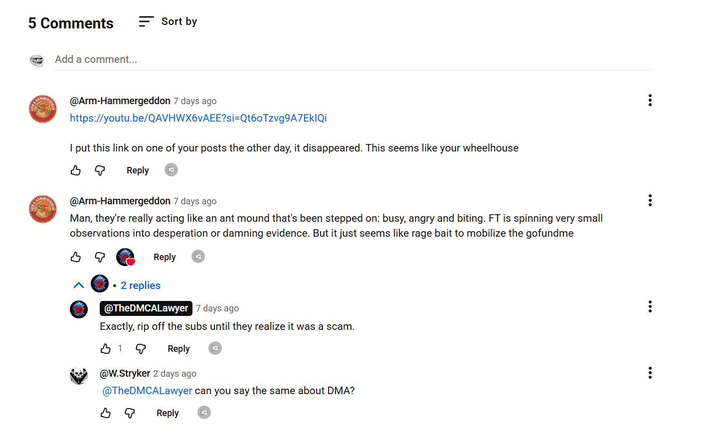 Comment accusing defendant of scam